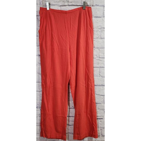 Draper's & Damon's Orange Crinkle Material Pull On Pants M Lightweight Flowy - Picture 1 of 6